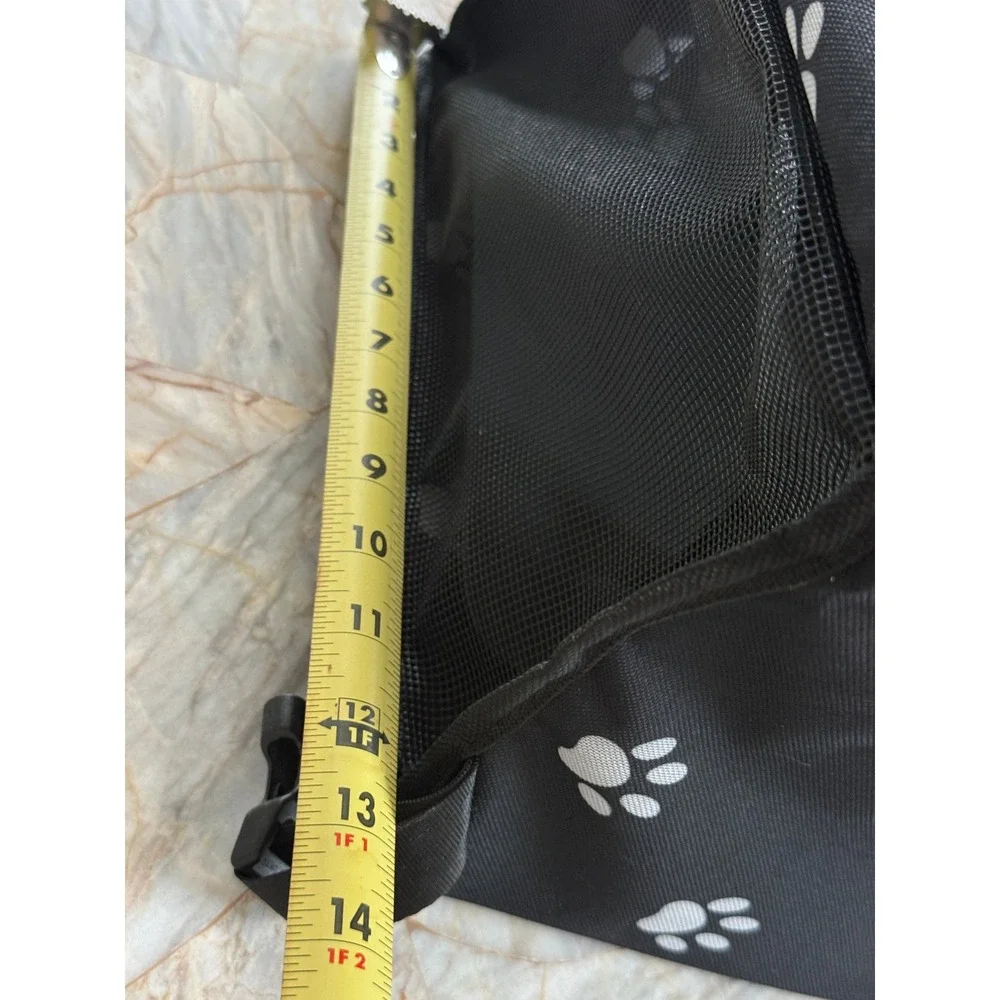 Black Paw Print Pet Car Booster Seat Small Dog Cat Travel Carrier Mesh Sides